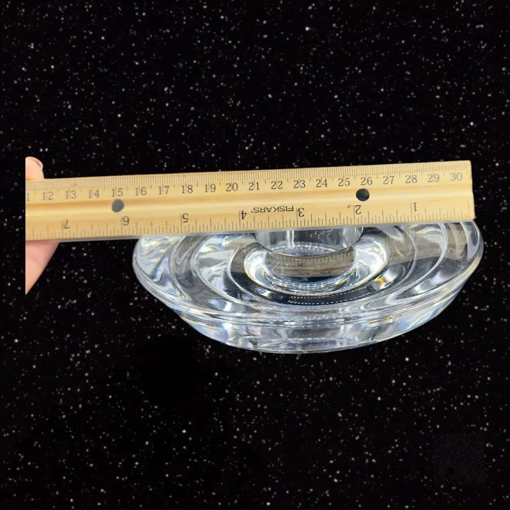 Vintage Miller‎ Rogaska Clear Tapper Candle Stick Holder Set 2 Votive Swirls VTG
